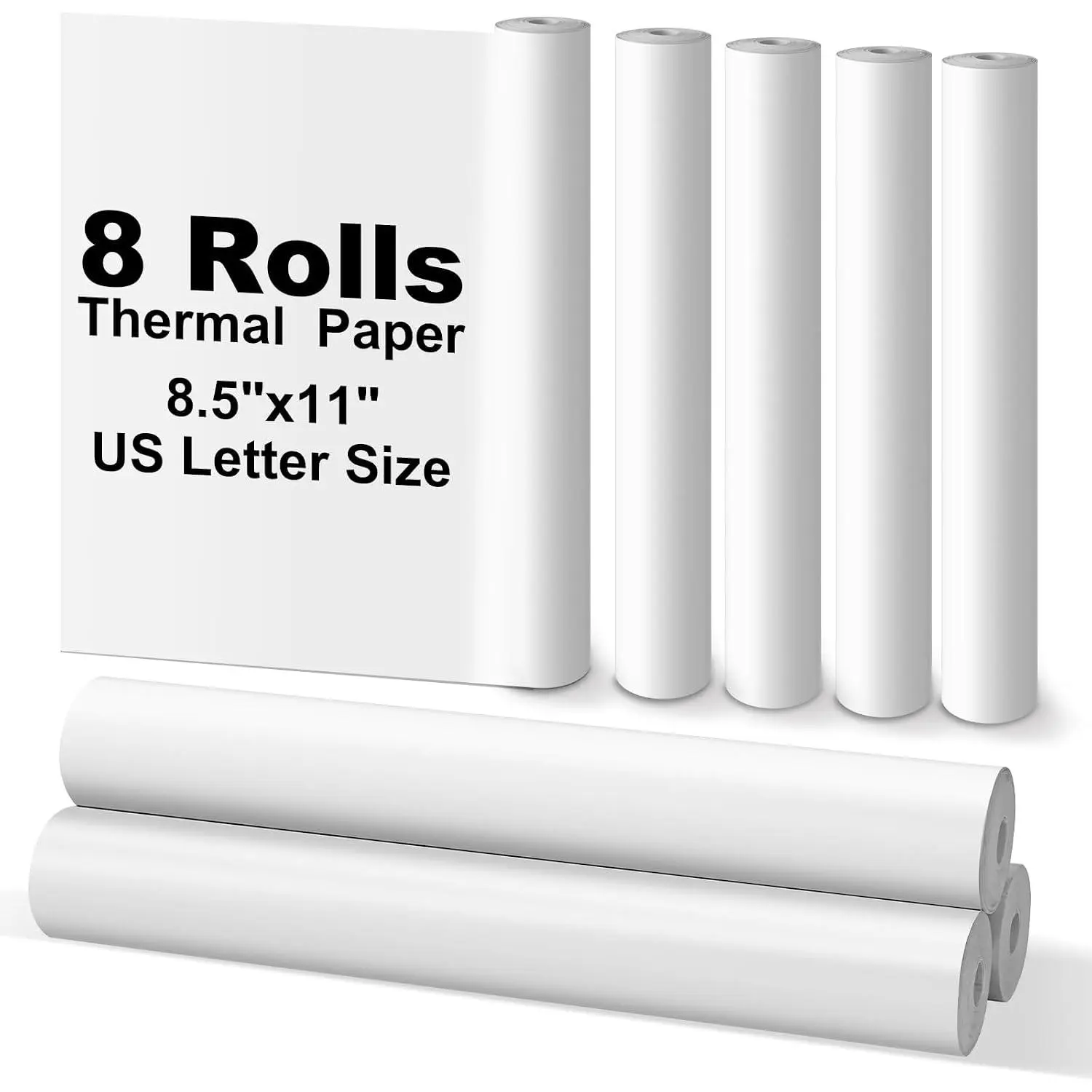 Letter Size Thermal Printer Paper, 8 Rolls (8.5"x11", 200 Sheets Total), Quick-Dry, Sharp Printing, Compatible with Portable Printers