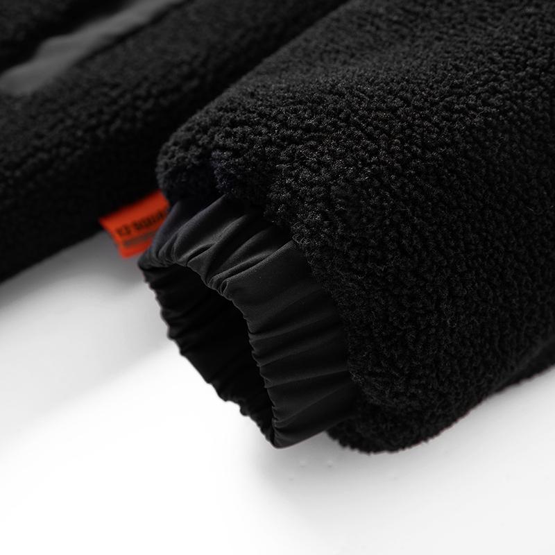 Men's stand collar lambskin embroidered warm cotton clothing Large loose casual fleece thick coat American street style letter embroidery fleece jacket