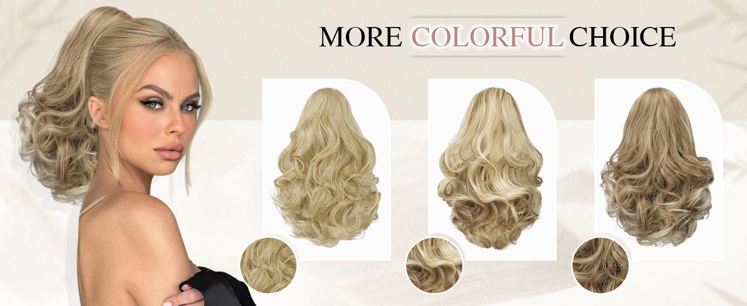 SOFEIYAN Ponytail Extension Claw Clip Ponytail Hair Extensions Long Curly Wavy Ponytail Fluffy Clip on Pony Tails Synthetic Hairpiece for Women