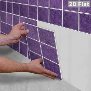 10PCS/Color Box GST Violet Purple Stone Grain Square PE Foam Tile Stickers, Waterproof Oilproof Shock & Wear Resistant, Peel & Stick on Smooth Surfaces for Bedroom Kitchen Bathroom School Office Home & Commercial Wall Renovation Decor