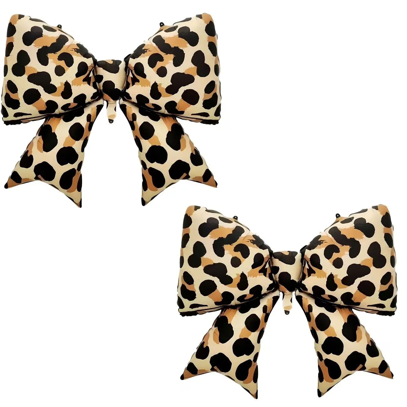 2-piece set, 98cm large leopard print bow-shaped aluminum film balloons (including 2 bows) suitable for birthday theme parties, outdoor parties, music festival parties, Valentine's Day parties