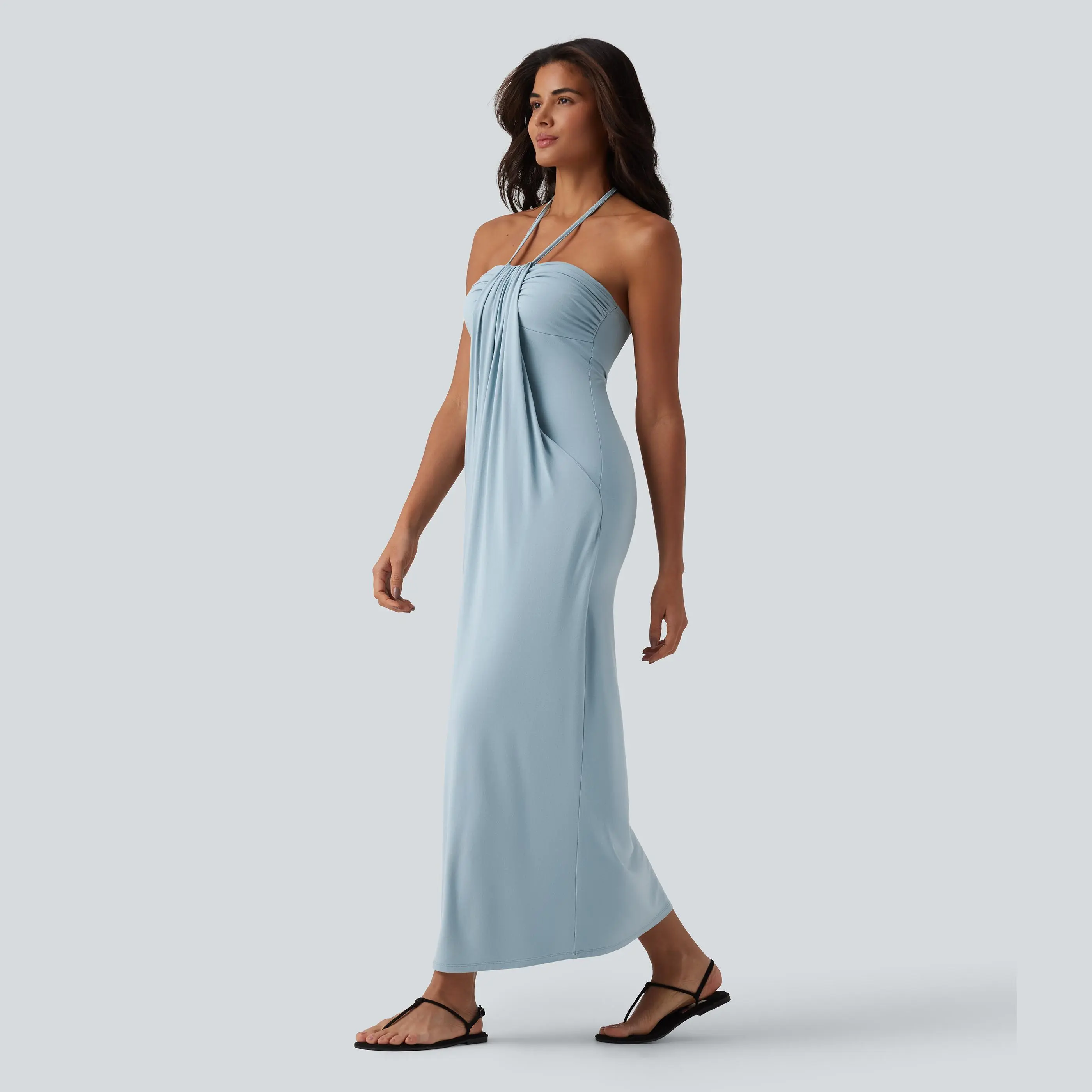 【Creator’s Pick】Halara Halter Tie Back Maxi Dress with Pockets