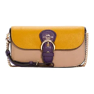 COACH Kleo 19 Crossbody Bag for Women – Classic Vintage Pebbled Leather in Orange-Brown Two-Tone