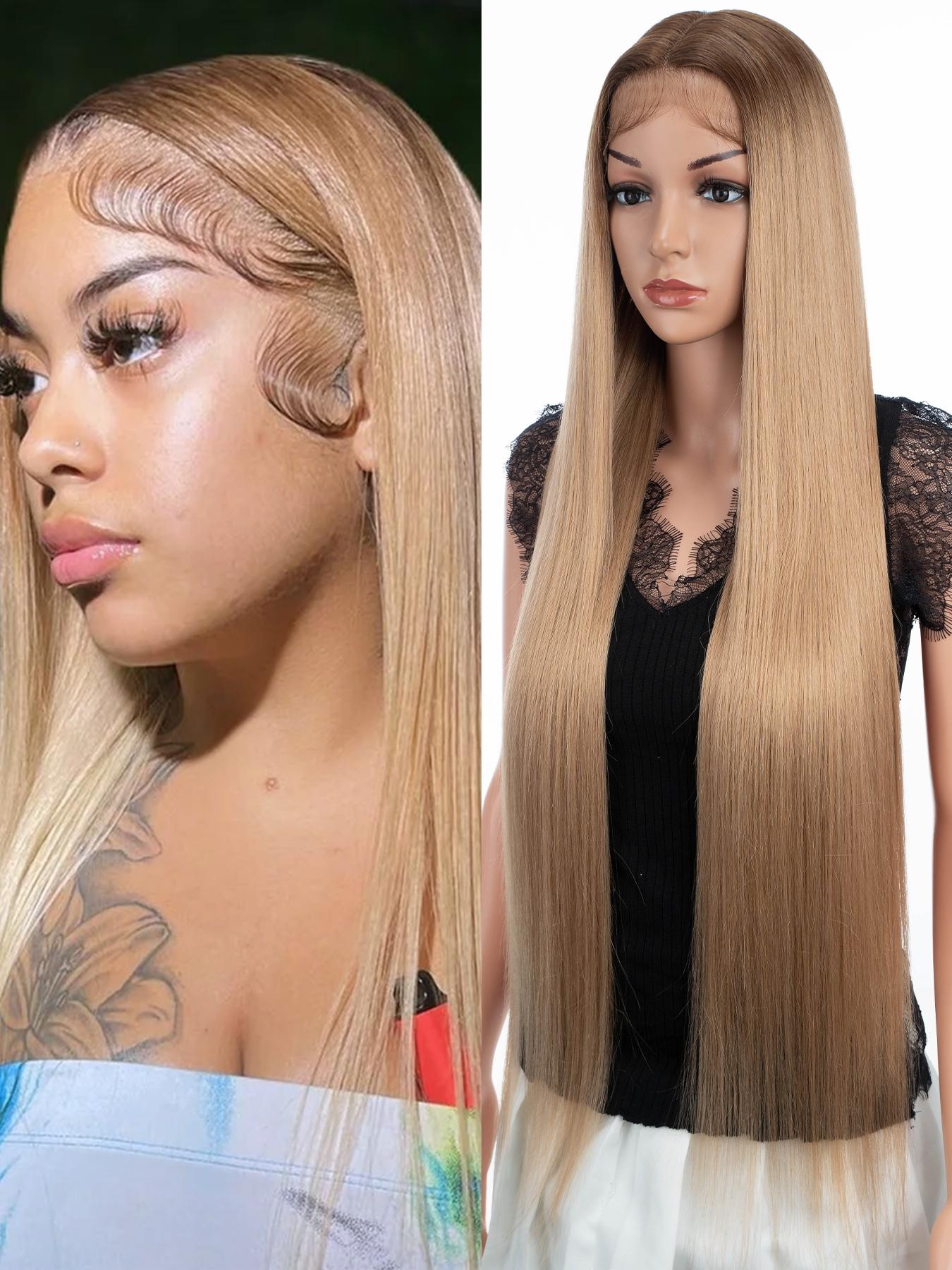 Super Long Straight Wigs with Baby Hair for Women, Gorgeous Fluffy Wigs, Synthetic Lace Front Wigs for Party, Daily Use, Glueless Frontal Wig