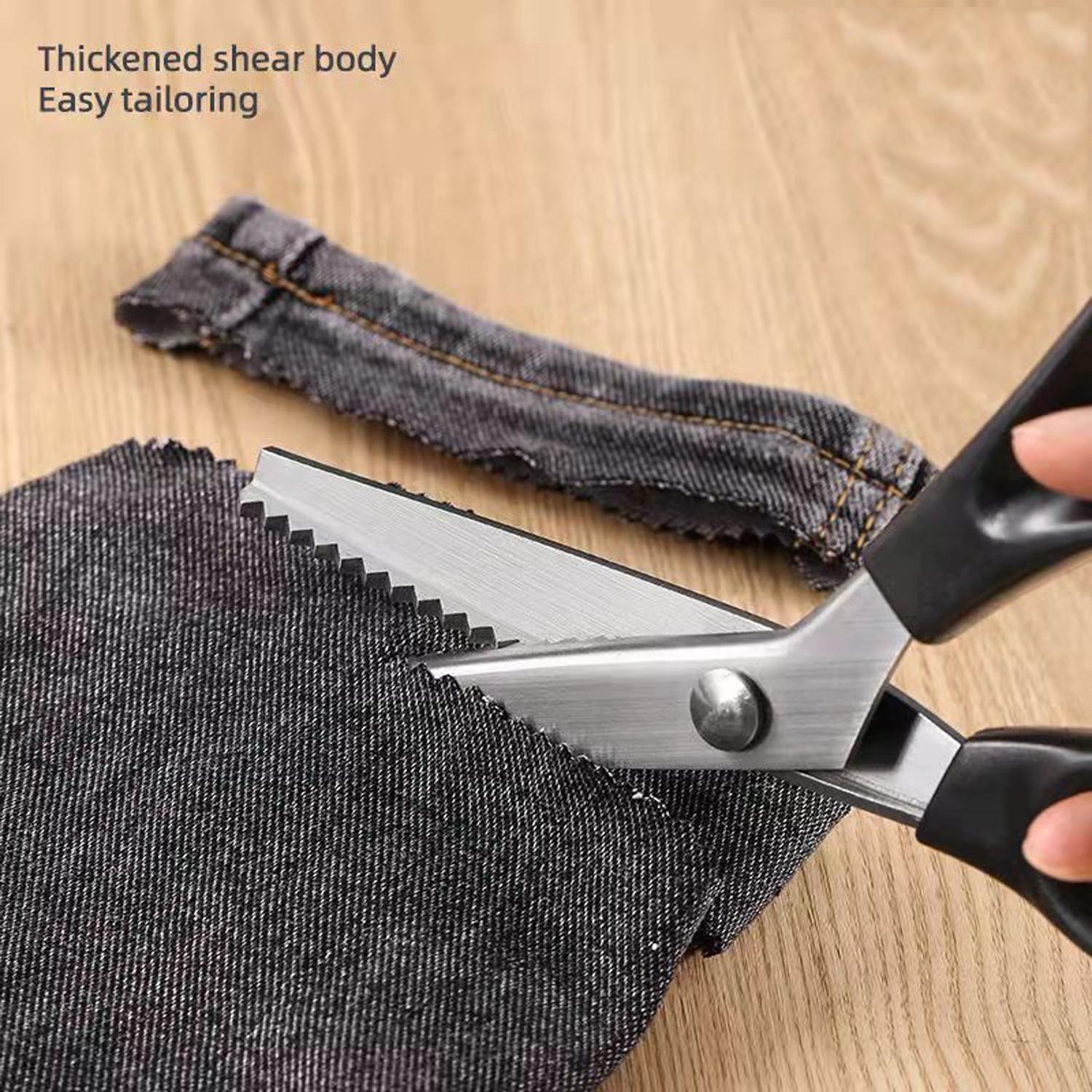 Stainless Steel Sewing Scissors, Handheld Sewing Scissors, Multipurpose Curved Wave Scissors, Sewing Tool for Home & Office, Sewing Supplies Crafts