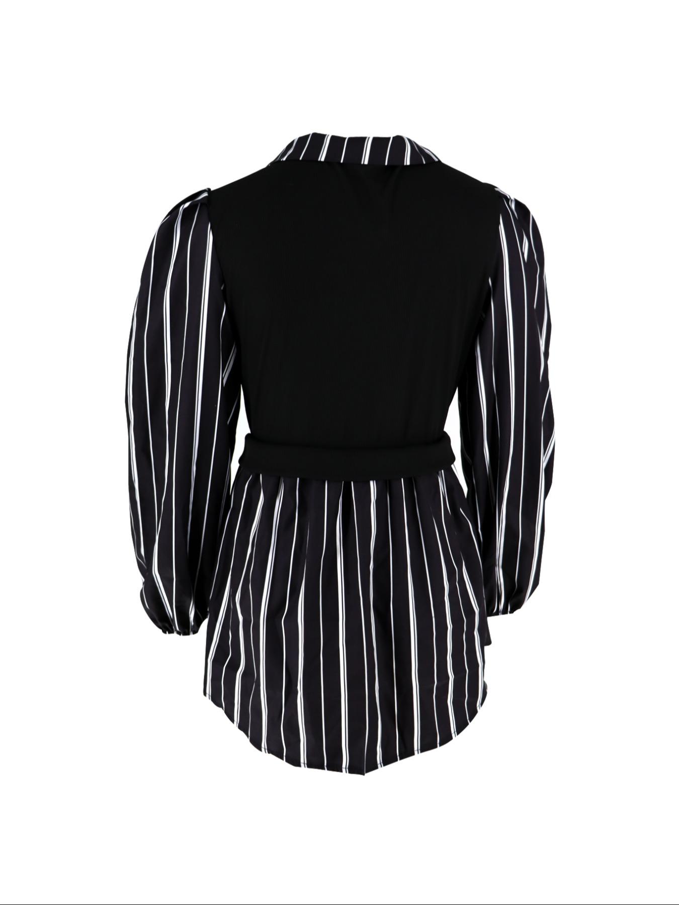 Women's Colorblock 2 in 1 Fitted Long Sleeve Button Collared Blouse Shirts, Casual Button Front Bishop Sleeve Collar Top for Spring & Fall, Women's Clothes for Daily Wear, Vintage 90s Tops