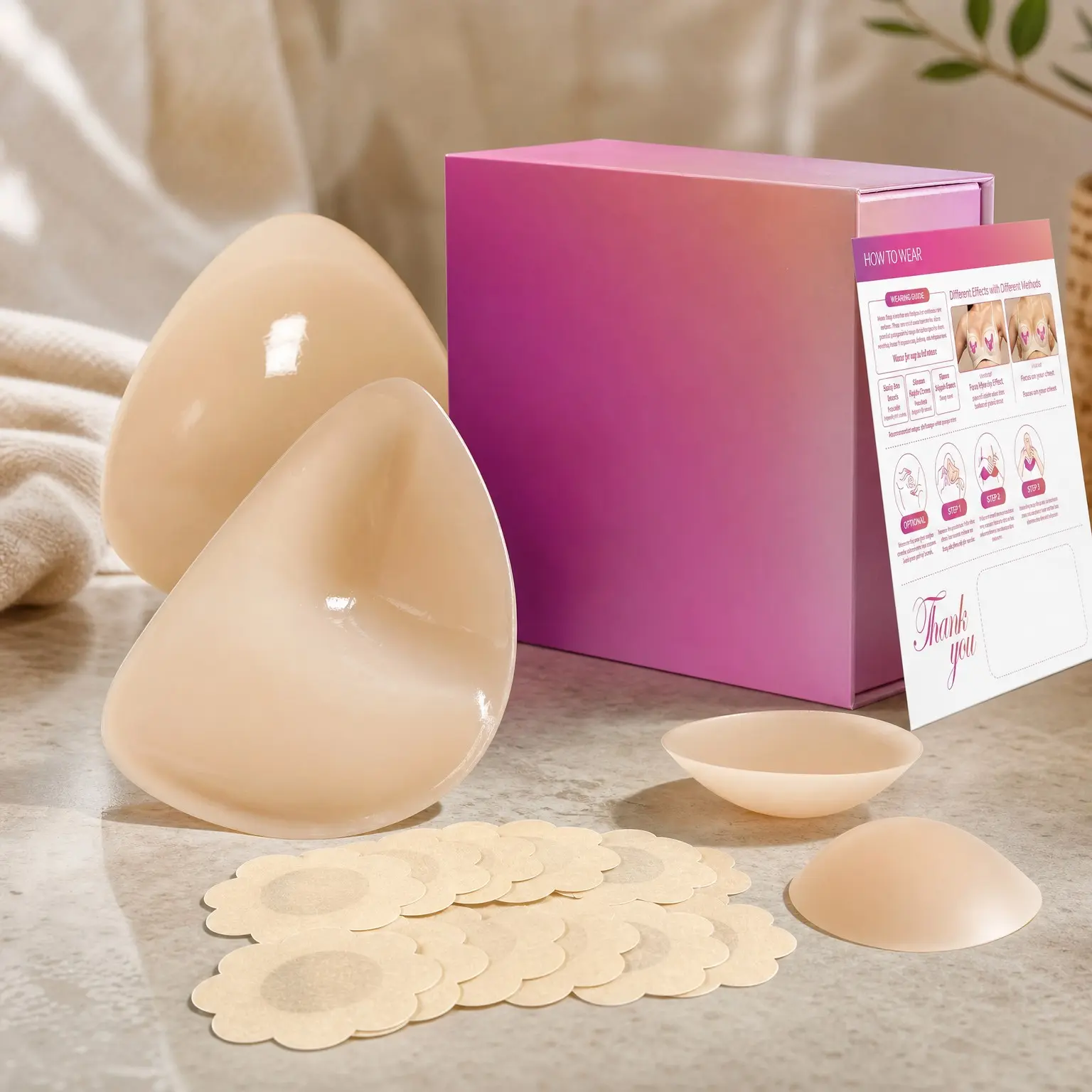 Push-Up Sticky Bra Inserts for Backless & Strapless Outfits – Strong Double-Sided Adhesive, Seamless Invisible All-Day Comfort for Sensitive Skin