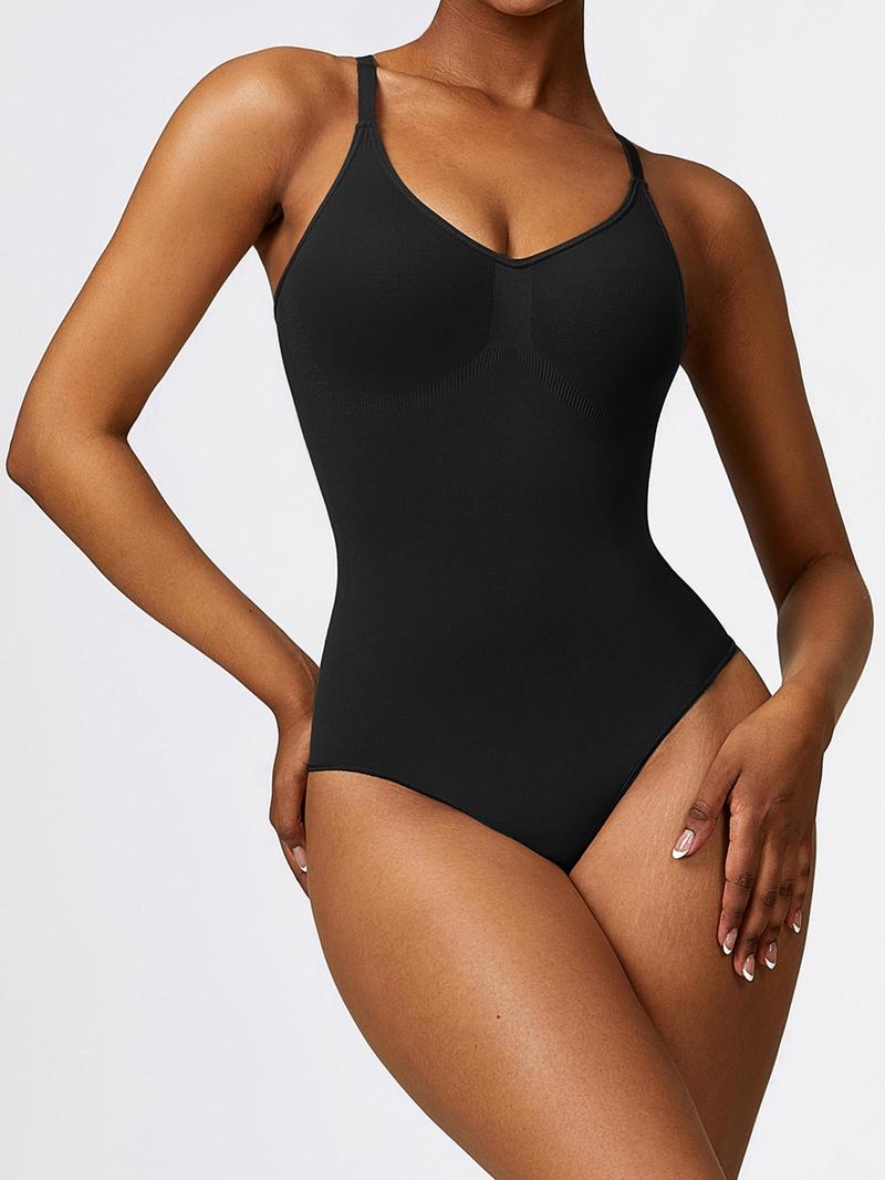 Women's Adjustable Spaghetti Strap Cami Bodysuit, Sports Bodysuit for Yoga Gym Workout, Basic Minimalist Womenswear, Summer Outfits 2024