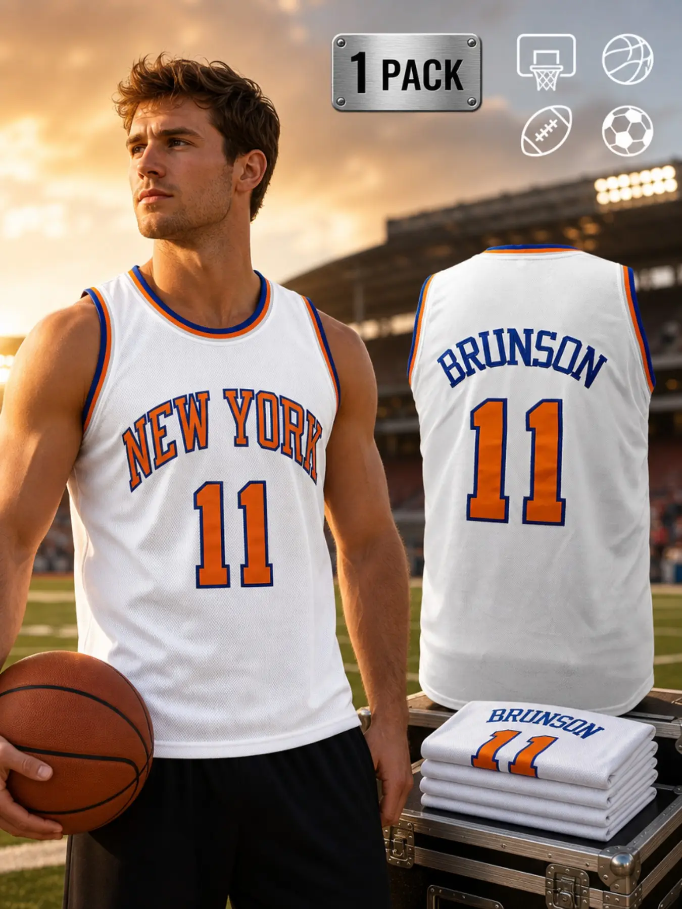 Embroidered Basketball Jersey New York #11, Unisex Breathable Sports Shirt for Men Women, Classic Retro Athletic Top for Game Day Casual Wear Training