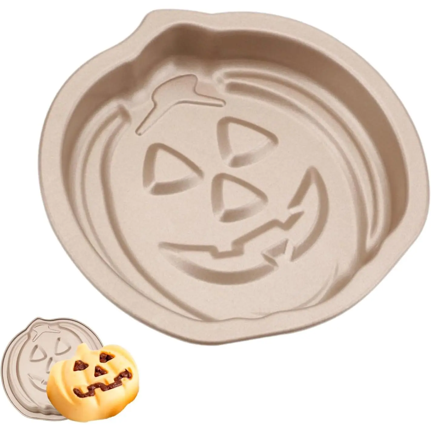 Halloween Pumpkin Shape Mini Cake Pan Pie Molds, 5.4 Inch Cake Tin Non Stick Bakeware for Halloween Cake  Fondant Sweets Baking Molds