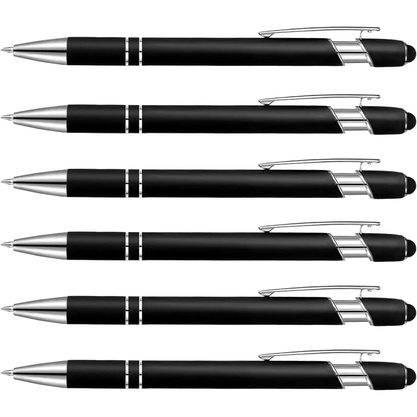 Bulk Custom Pens Personalized with Name Logo Text Customized Pen, Black Ink,  for Business Birthday Party, 6 count Blank Black