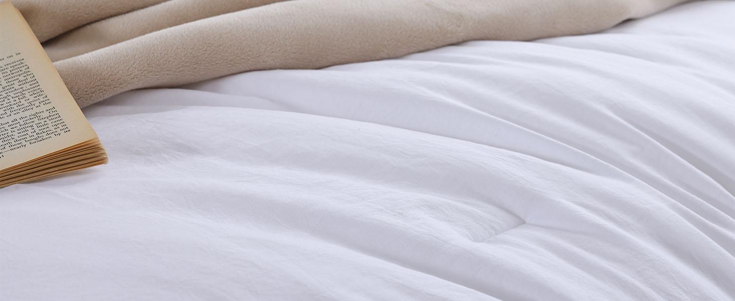 Twin Comforter Set White Comforter Ruffled Comforter Set Soft Twin Size Bed Set Vintage Farmhouse Bed Comforter Set Bedding with 1 Pillowcase