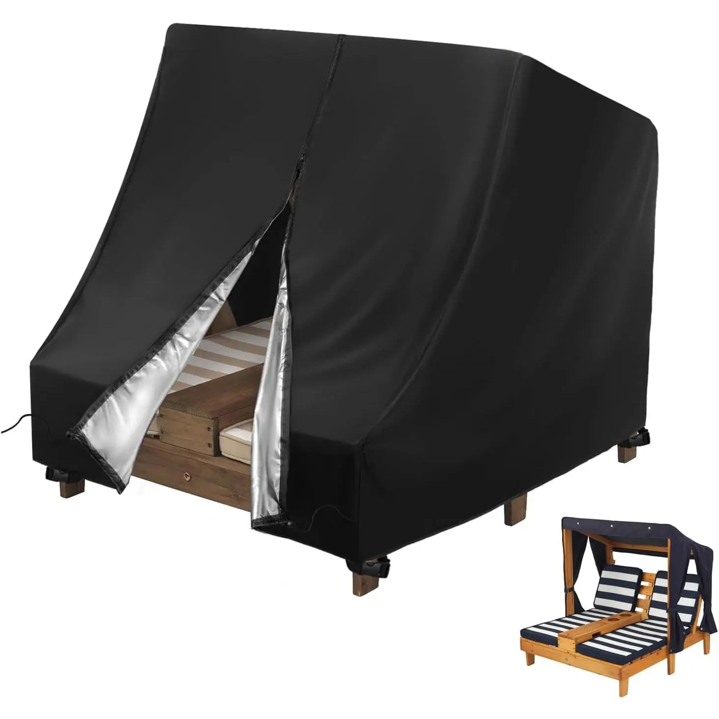 Outdoor Chaise Lounge Cover for KidKraft Wooden Double Chaise Lounge,   Patio Furniture Set Cover, Weatherproof Covers for  Pets Patio Pool Furniture - 34"L x 37"W x 35"H