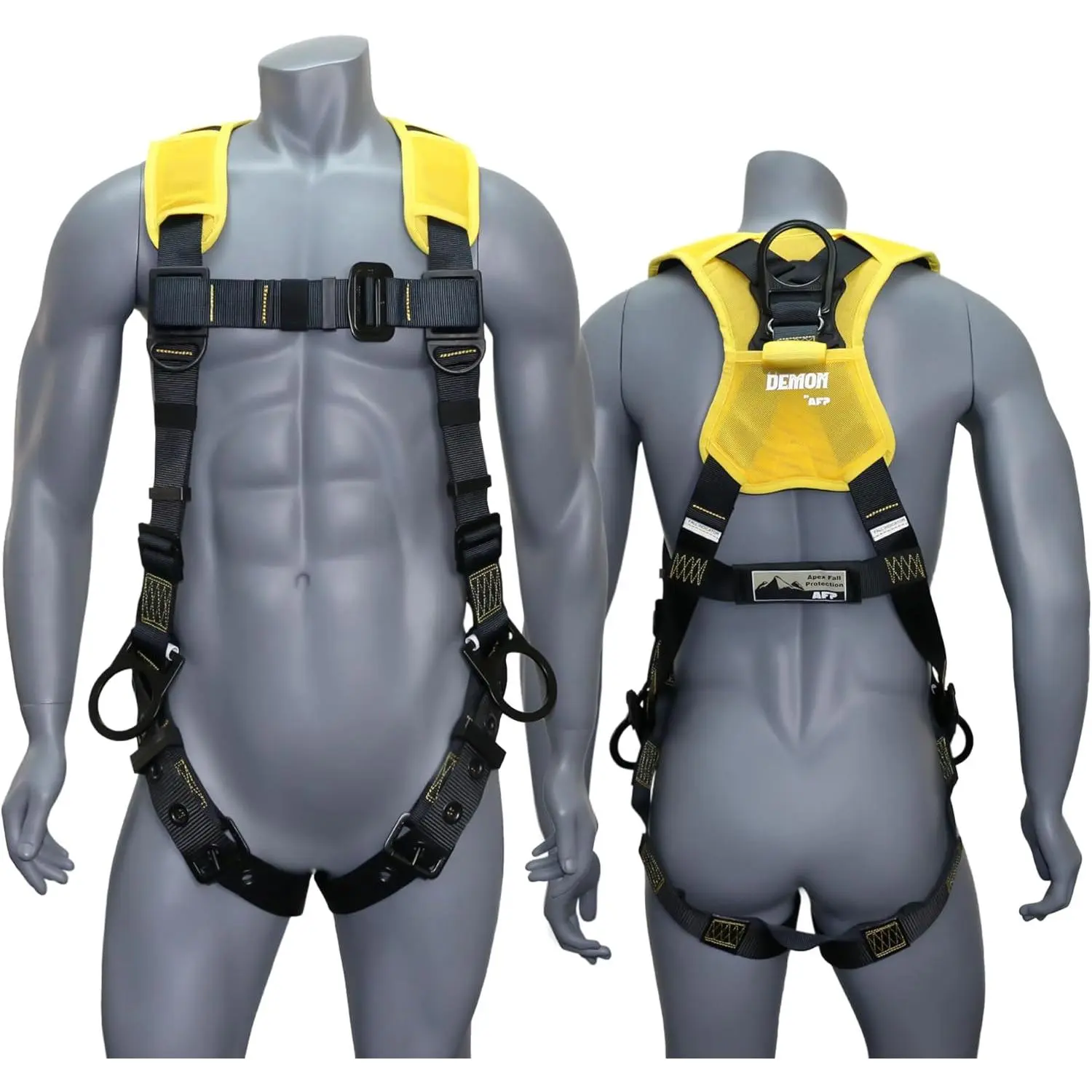 Demon Full Body Fall Protection Harness, 420 lbs Capacity, Anti-Tangle Braids, Polyester Webbing (OSHA/ANSI Certified PPE for Home Improvement Work Safety)