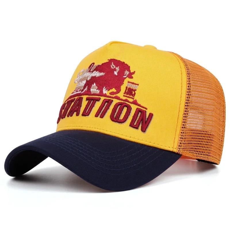 Hot Sale Unisex Baseball Cap Classic STATION Letter Pattern Mesh Cap Men And Women Breathable Streetwear Summer Trucker Hat