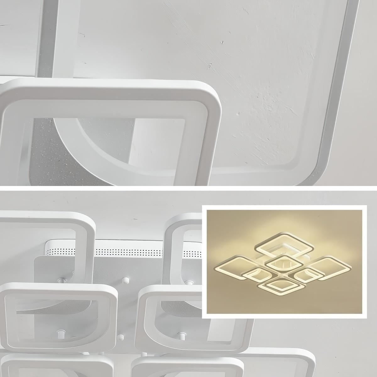 23.6 Inch 8 Square Modern Acrylic LED Recessed Ceiling Light, Dimmable with Remote Control for Kitchen Living Room Dining Room Bedroom, 3000K-6000K