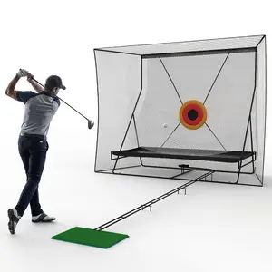 Golf Practice Net with Auto Ball Return System– Golf Hitting Net with Dual Side Net Barriers & Practice Mat, Perfect Your Swing at Home!⛳🏌️