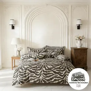 Polyester Quilt Cover Set, Bedroom Quilt Cover, Zebra Pattern Design, Modern Simple Style, Suitable for All Seasons, Includes 1 Quilt Cover and 2 Pillowcases, Duvet Cover Set, Polyester Bedding Set