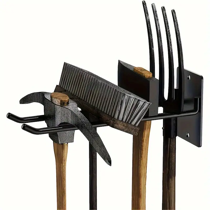 Wall Mounted Tool Holder, Multi-use Garage & Garden Rack for Shovels, Rakes, Brooms, Heavy-duty Iron Storage Hooks