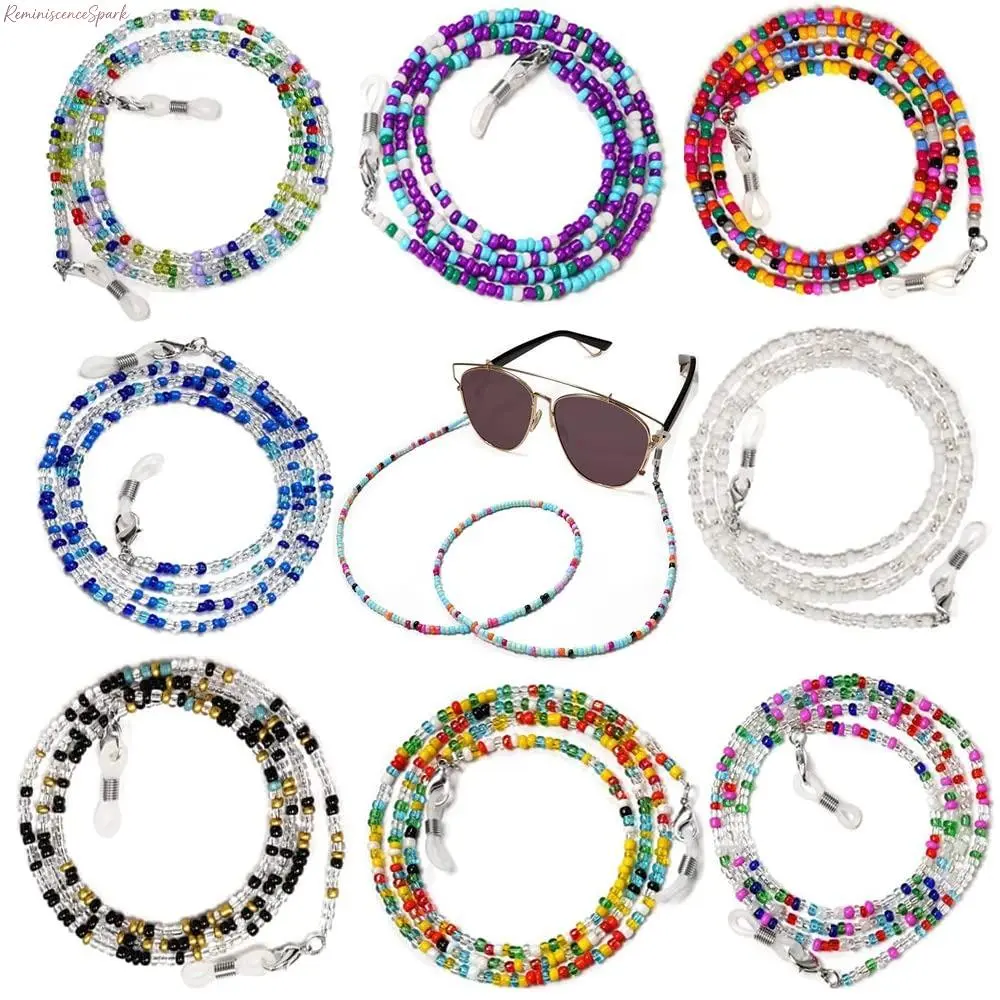 Women's 8-Pieces Decorative Beaded Eyeglass Chains, Multi-Purpose Neck Lanyard Holder with Mask Clips & Eyewear Loops, Cute Youth Anti-Lost Accessories for Outfits, Daily Commutes (Sports & Outdoor Use)