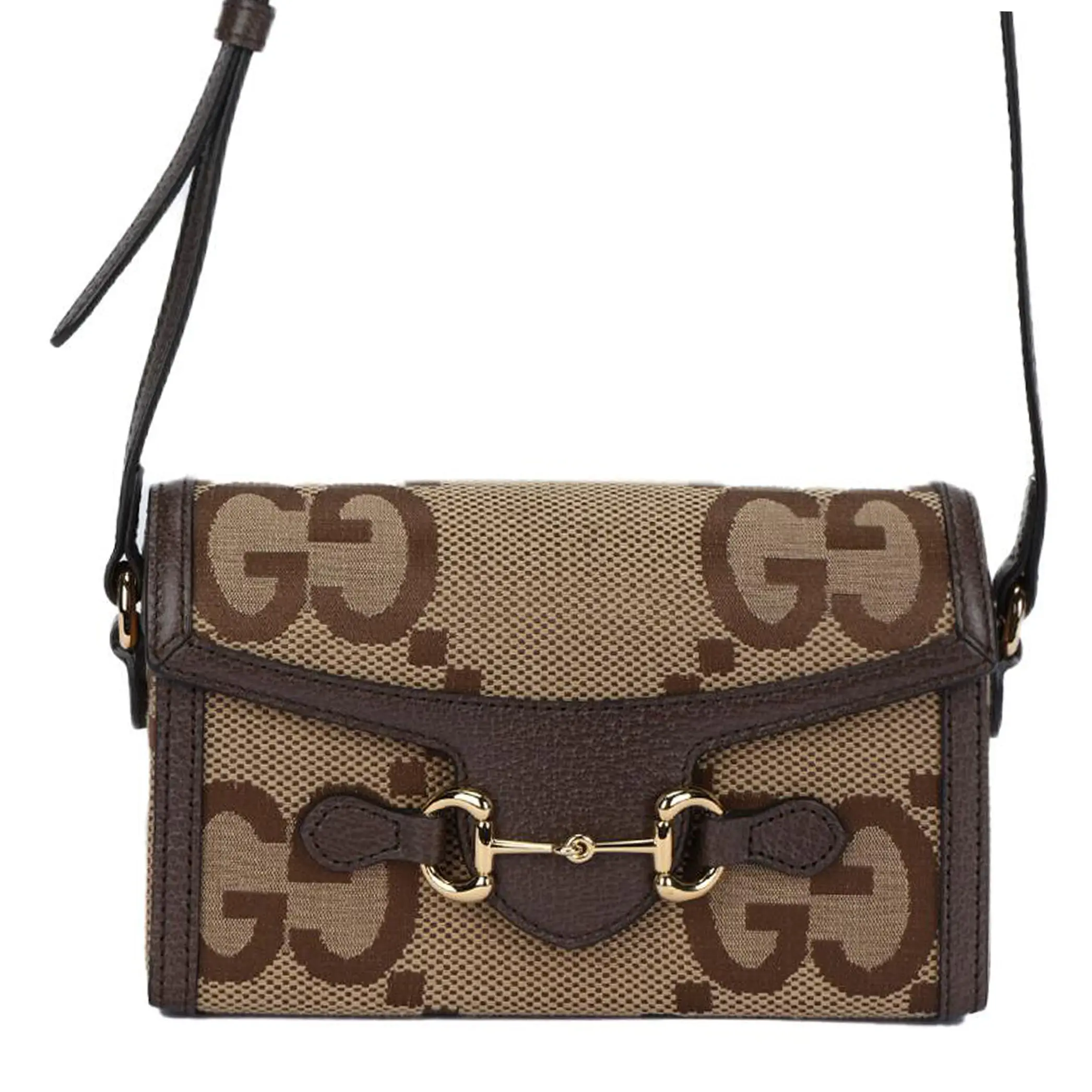 Gucci Horsebit 1955 Mini Crossbody Bag for Men and Women – Gold-Tone Double G Magnetic Closure, Canvas with Leather Trim