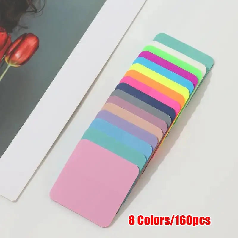 8 Colors 160 Sheets Transparent Stickers, Square Waterproof Self-Adhesive Notes, Sticky Notes, School Office Supplies, Pet Index Tabs, Clear Stickers