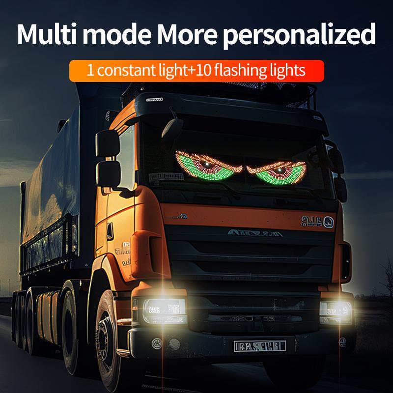 New Car Dynamic Devil's Eye Light Car Sticker Led Display Truck Car Front and Rear Windshield Glass Light Eye Warning Light Truck Decal Car Decoration
