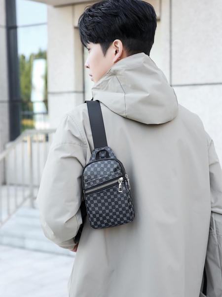 Men's Casual Solid Color Zipper Belt Bag, Fashionable Lightweight Chest Bag for Daily Commuting, Portable Sling Bag for Men, Zipper Fanny Pack