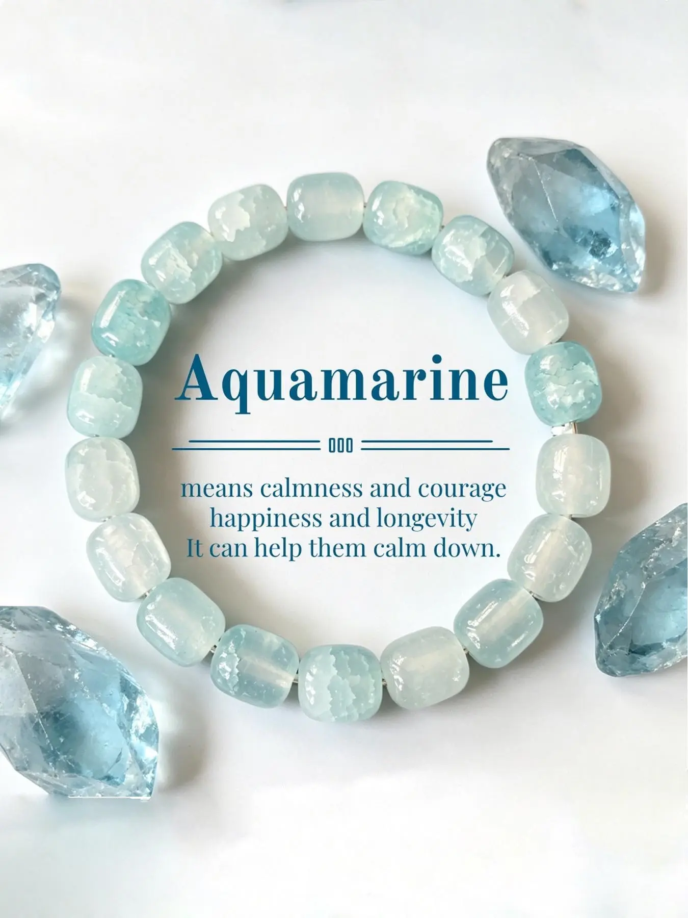 1pc Calming Mind Healing Beaded Bracelet, Broken Ice Pattern Light Blue Bucket Beads, Ocean Style Bracelet, Soothing Irritation, Enhancing Courage, Attracting Lucky Confidence Bracelet, Unisex, Ideal Gift for Family and Friends, Crystal Bracelets