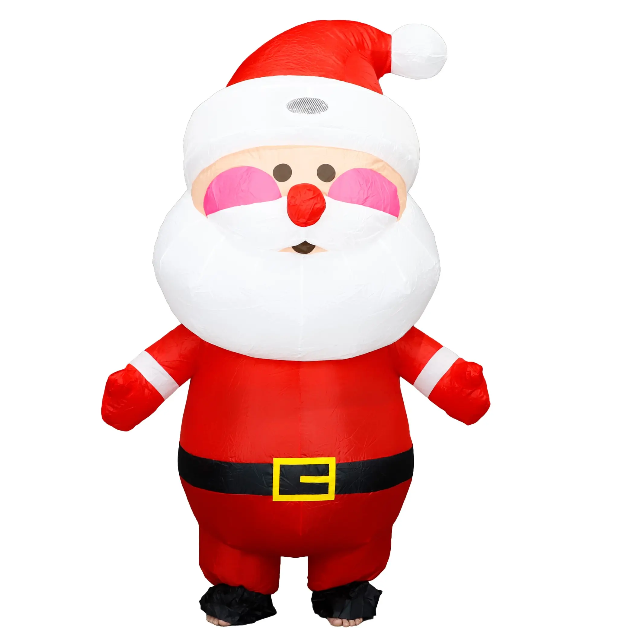 Cute Round Face Inflatable Santa Costume, Full Body Christmas Suit, Perfect for Holiday Parties, Parade, Role Play