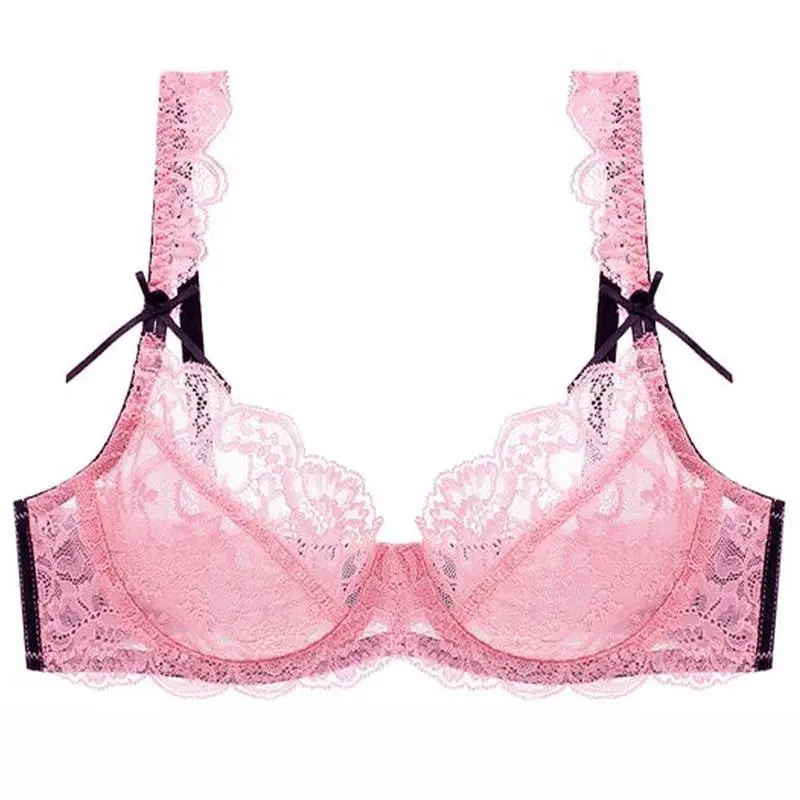 2024 New Sexy Lace Ladies Bras ABCDE Cup Underwear For Women Bandage Mesh Transparent Thin Push Up Female Lingerie