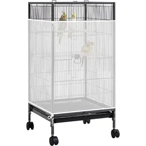 Large Bird Cage Seed Catcher, 31 x 118 inches Adjustable Large Bird Cage Cover Elastic Band Mesh Cages Cover Skirt Nylon Mesh for Parakeet Parrot Cages