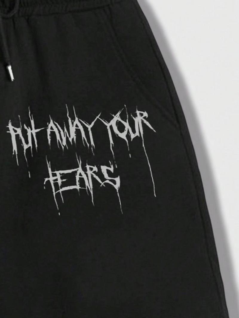 Men's Regular Fit Star & Letter Print Drawstring Waist Shorts, Street Casual Pocket Shorts for Summer, Fashion Men's Bottoms for Daily Wear, Athleisure Street Shorts, Casual Streetwear Shorts