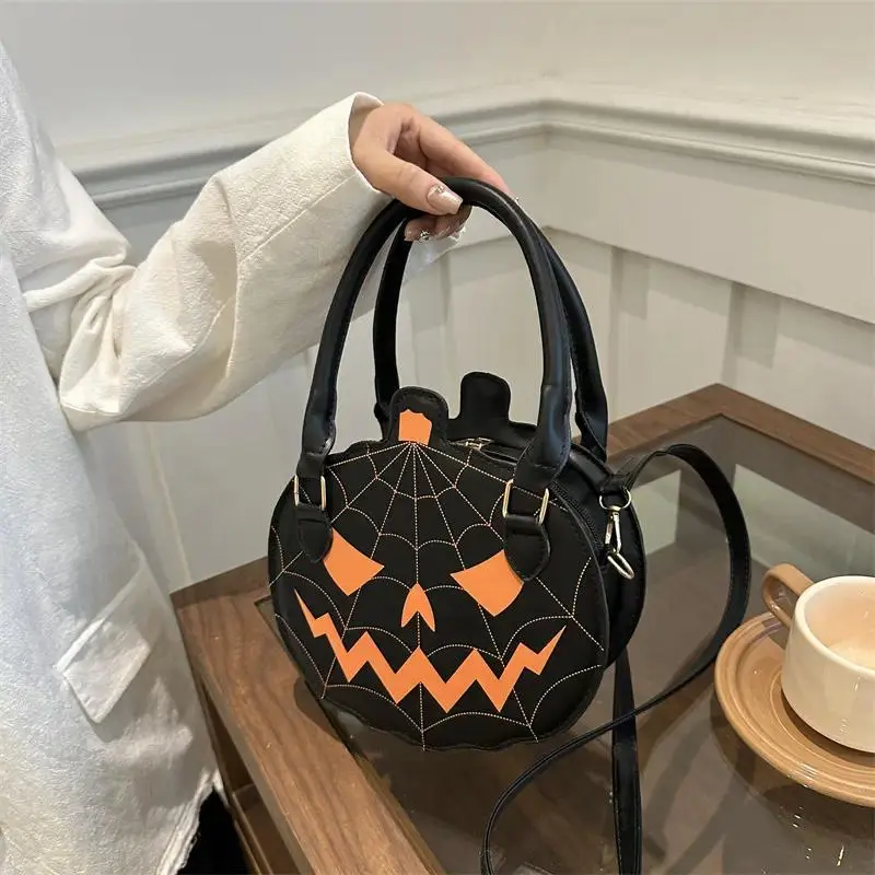 2026 New Halloween Pumpkin Bag, Contrast Color Simple Handbag, Funny Novelty Shoulder & Crossbody Bag for Women