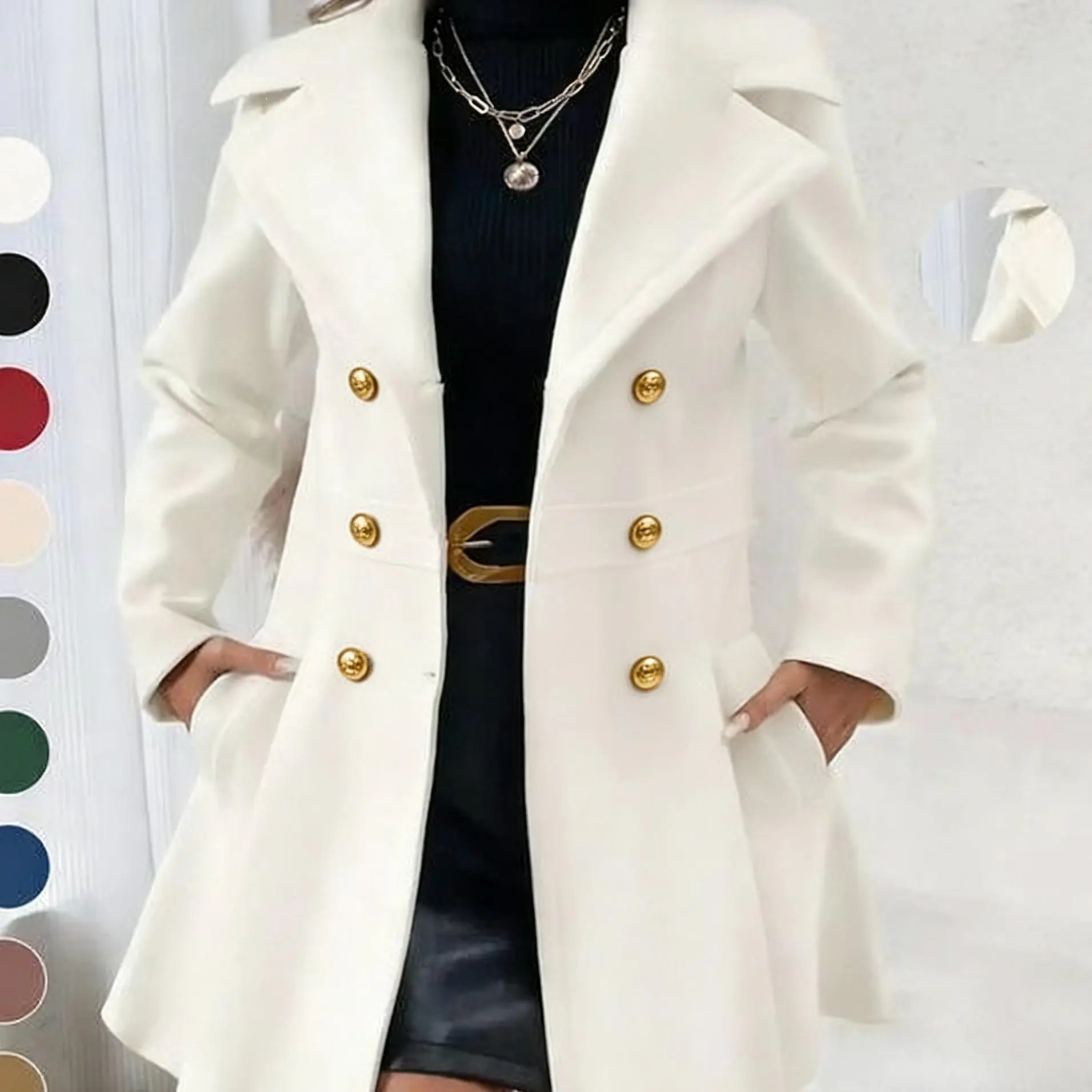 VVZ 2026 Spring New Arrival Women’s Simple Button-Up Long Coat – Classic Lapel Design with Pockets, Easy Everyday Outerwear for Autumn and Spring
