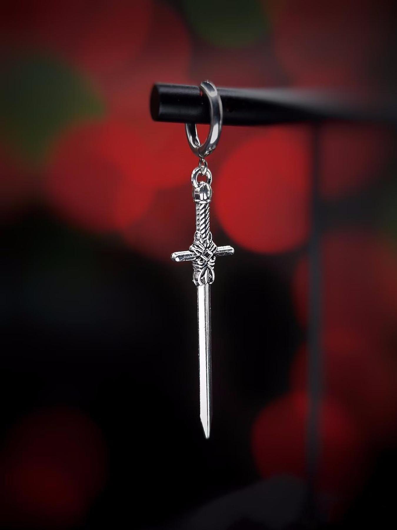 Unisex Gothic Style Sword Design Earrings, Stainless Steel Dangle Earrings, Punk Fashion Jewelry for Party, Daily Decor, Trendy All-match & Exquisite Jewelry for Birthday Gift, High Quality Earrings