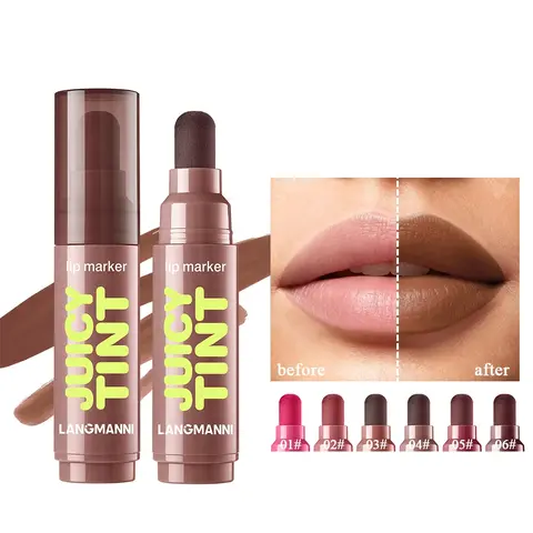 Juicy Tint Lip Marker, Long Lasting Transfer Proof Glossy Lip Tint, High Pigmented Non‑Drying Lightweight Lip Makeup with Sponge Tip