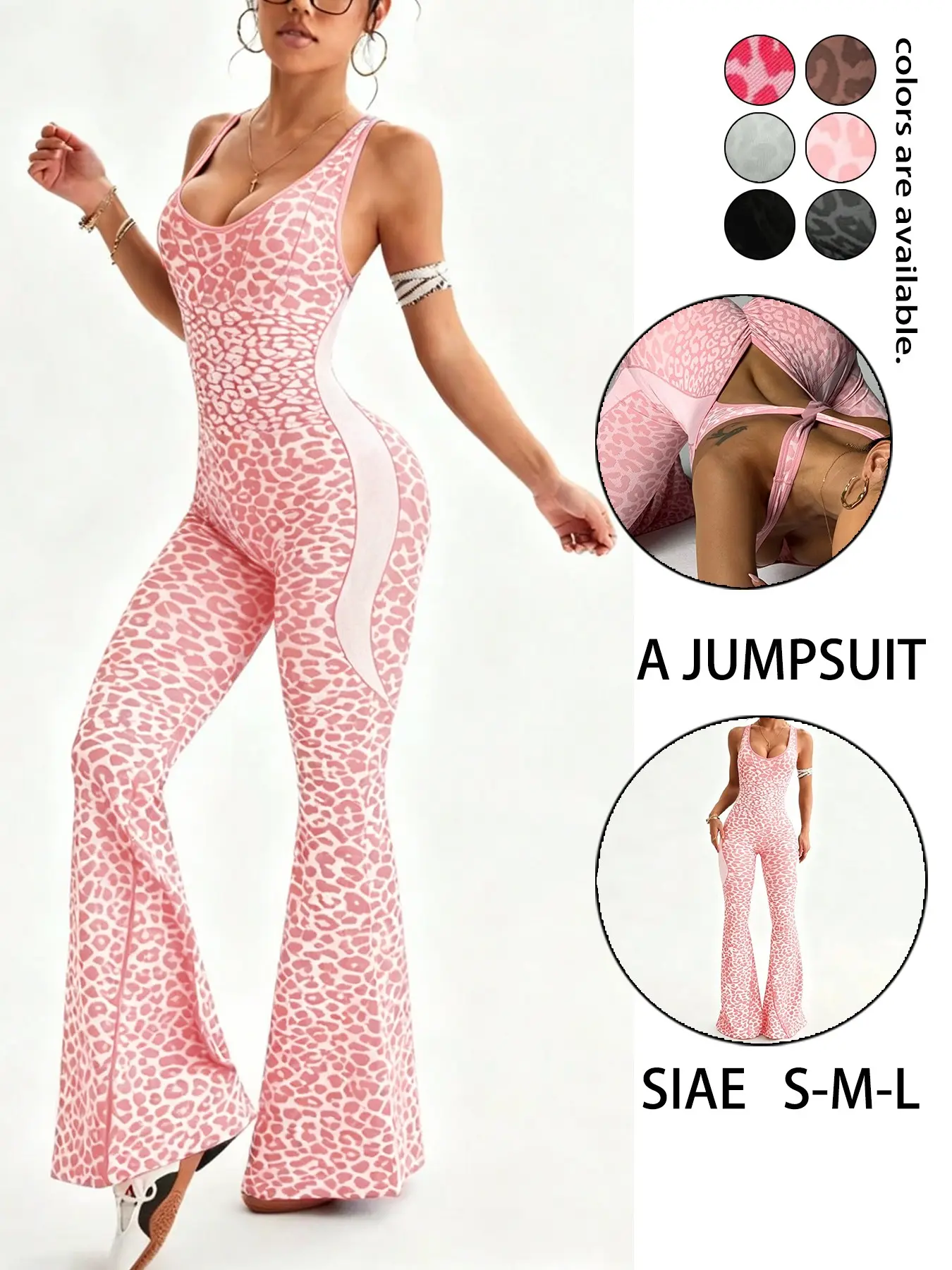 Leopard Print One-Piece Yoga Pants, New Cross Back Padded Micro-Ruffle Gym Wear, Women's Fitness Sportswear, Casual Outerwear Fashion, Fitness Yoga Jumpsuit