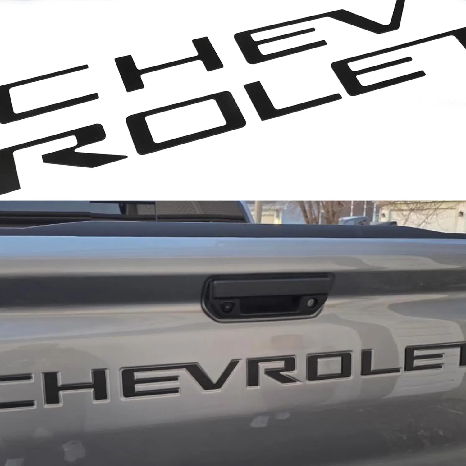 Tailgate Insert Letters Compatible with 2019-2026 Chevy Silverado 3D Emblems Badge with Strong Adhesive Matte Black