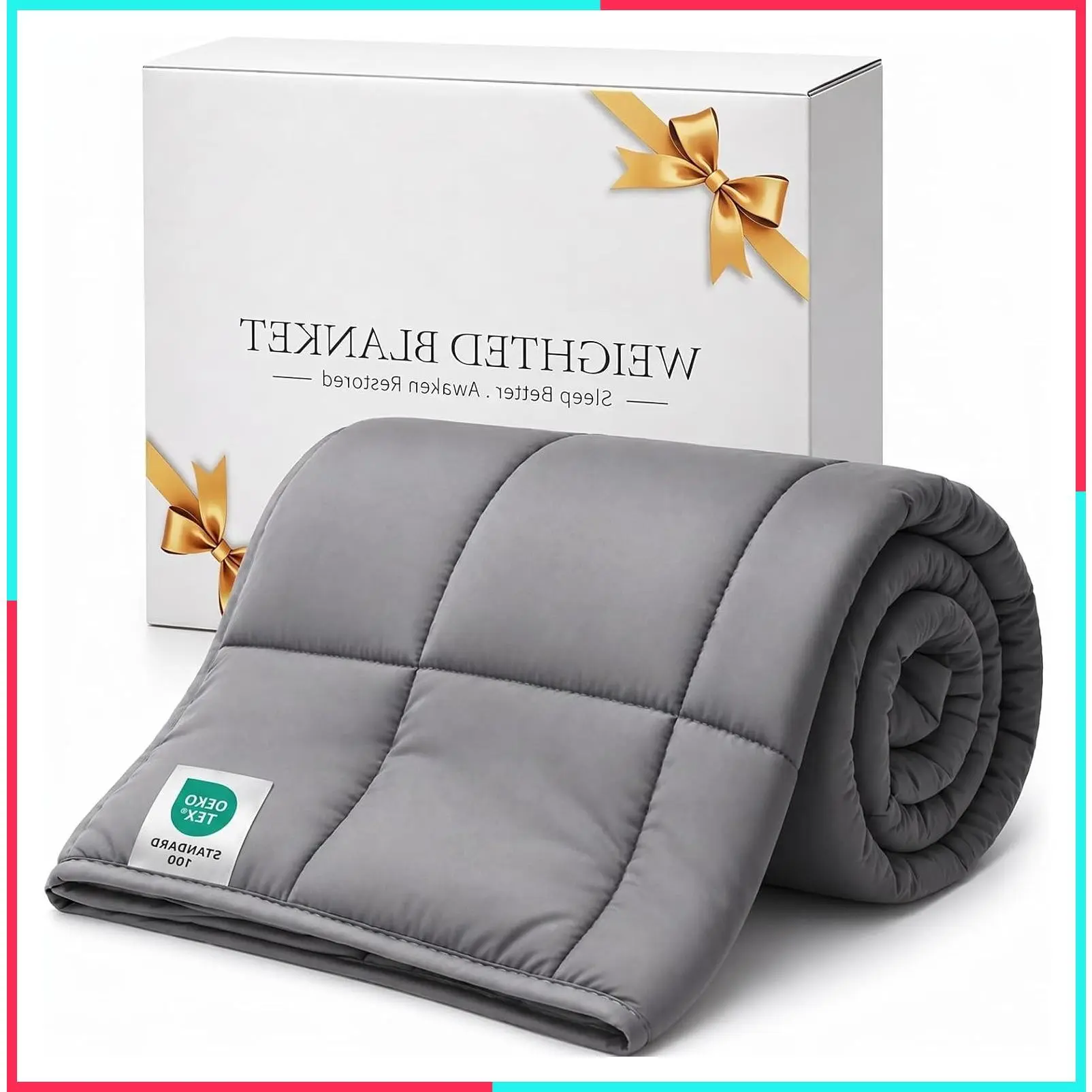 Weighted Blanket 10 lbs Twin Size 48"x72" Grey - Soft Cooling Heavy Blanket for Sleeping, Breathable All Season Comfort with Premium Glass Beads, Machine Washable