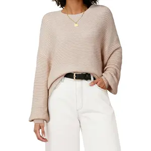 Women's Wool Blend Crewneck Fall Trendy Oversized Waffle Sweaters 2025