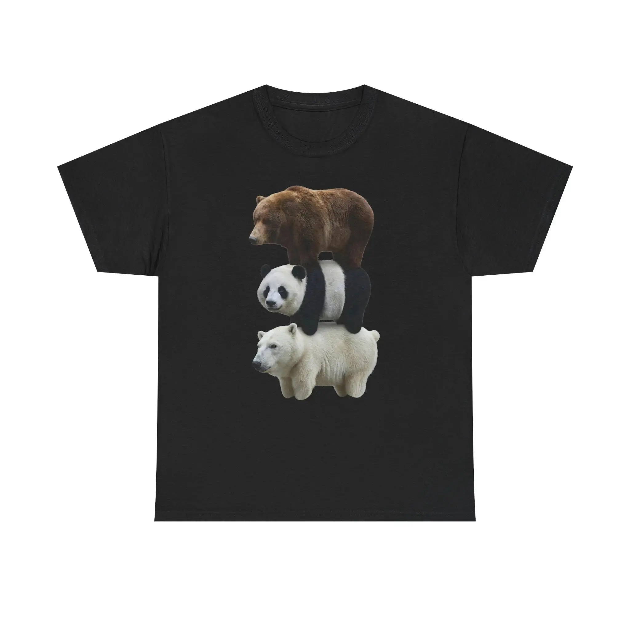 Funny Bear Graphic T-Shirt, Unisex 100% Cotton Short Sleeve Round Neck Streetwear Top for All Seasons Daily Wear, Tshirt, Shortsleeve, Minimalist