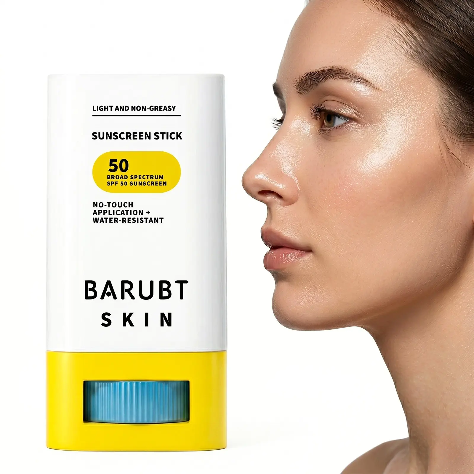 Refreshing Moisturizing Sunscreen Stick 18g, Spf50, Portable, Contains Glycerin, Film-Like Texture, Non-Greasy, Suitable for All Skin Types
