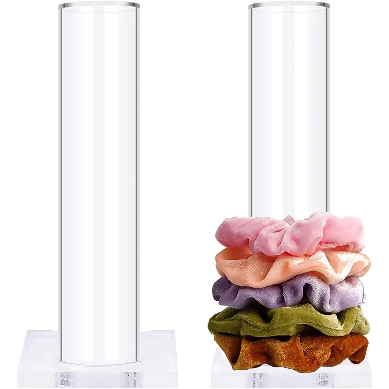 2 count Scrunchie Holder Stand,Clear  Organizer for Teen Girl Women Gifts, The  Scrunchy Display Organizer, 7.6 Inches (2 Count), Racks