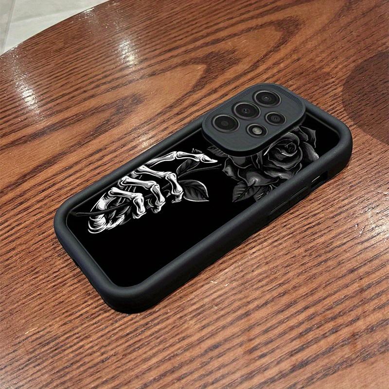 A Phone Case Featuring a Skeleton Hand Holding a Black Rose, Compatible with Various Galaxy Models Including Samsung Galaxy S26 S25 S24 S23 S22 S21 Fe Plus Ultra A13 A14 A15 A16 A17 A33 A34 A35 A36 A52 A53 A54 Note20, And Several Others.