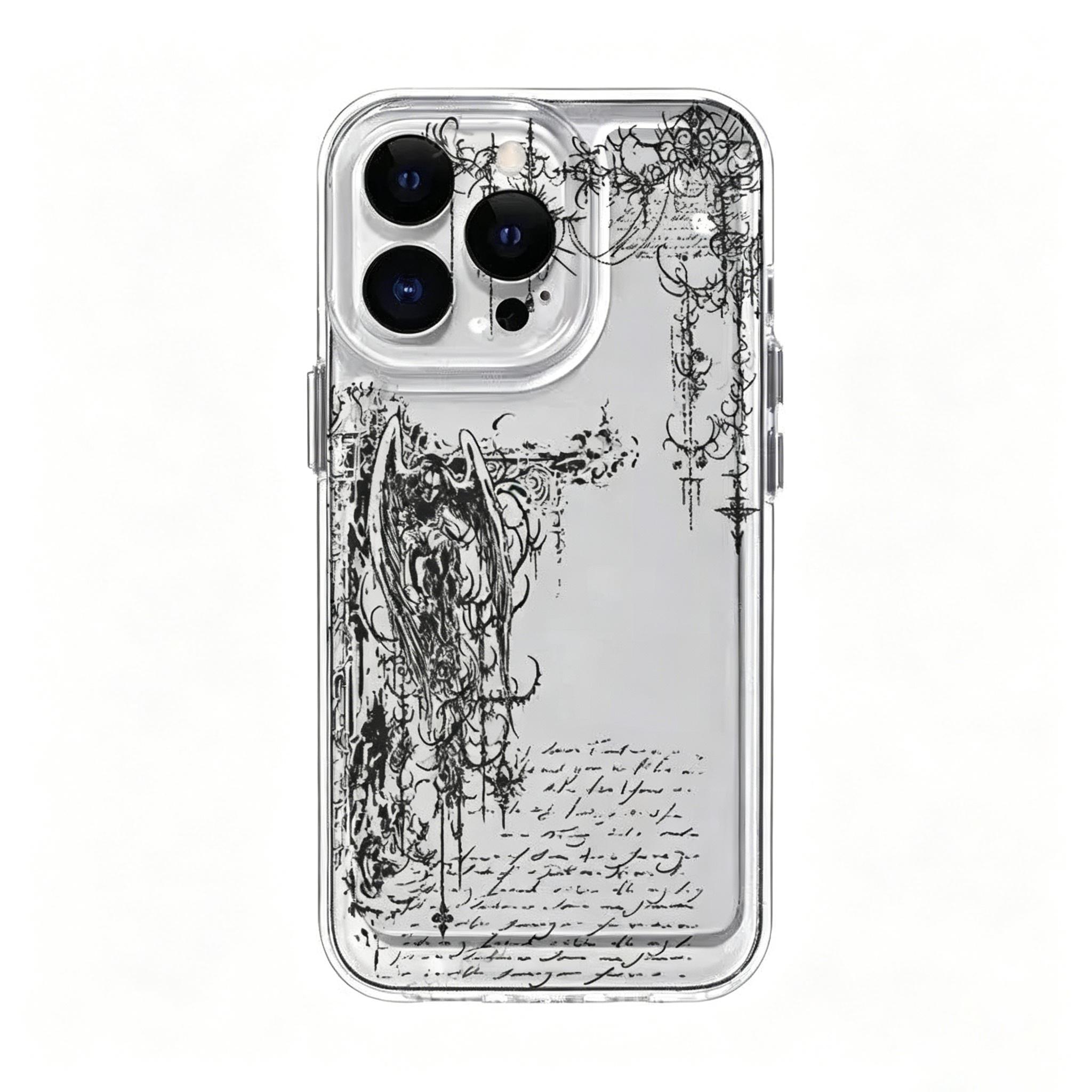 Transparent Shockproof Smartphone Cellphone Casing - Ins-Style Creative Full Coverage Anti-Fall Back Cover, Mobile Phone Accessories for iPhone 17/16/15/14/13/12 Pro Max Plus, Halloween/Birthday Gift with Stickers, Handheld