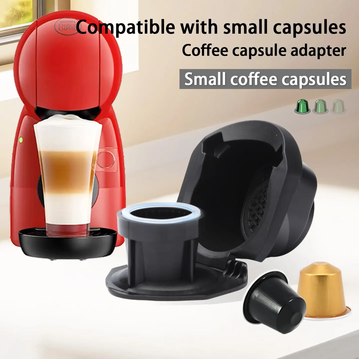 Reusable Capsule Adapter for Genio S and Piccolo Models, Coffee Machine Accessory, Compatible with Multiple Devices, Easy Conversion Tool