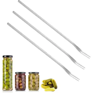 3 PCS Pickle Fork, Pickle Forks for the Jar, Stainless Steel Long Handle Olive Fork Tool, Food Picker for Pickle