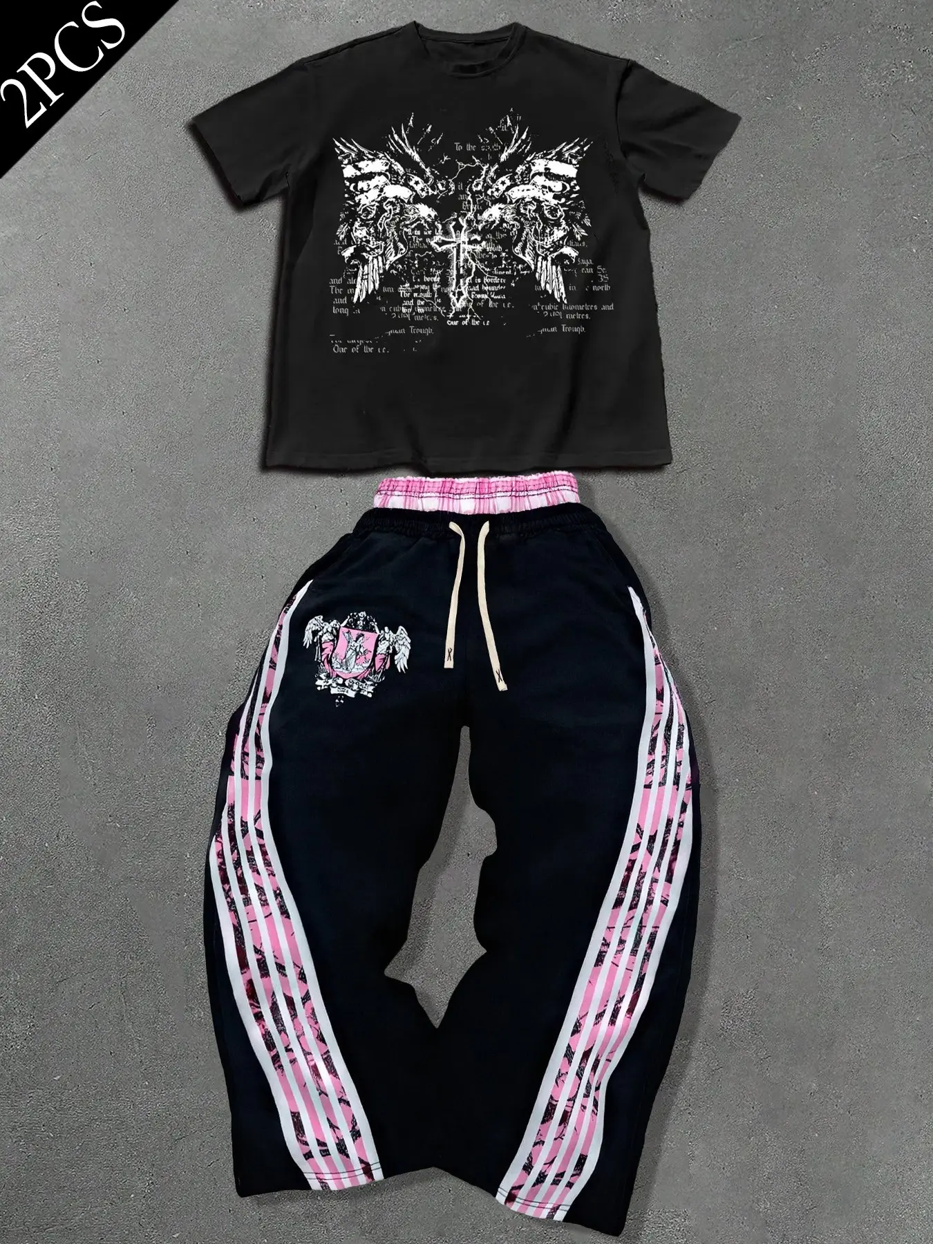 Unisex design, Summer street style short-sleeved shirt and long pants set, Clothes, Short-sleeved T-shirt with drawstrings, striped, Graphic casual hoodie, loose-fitting casual sport pants, outfit for everyday casual wear and comfortable sports activitie