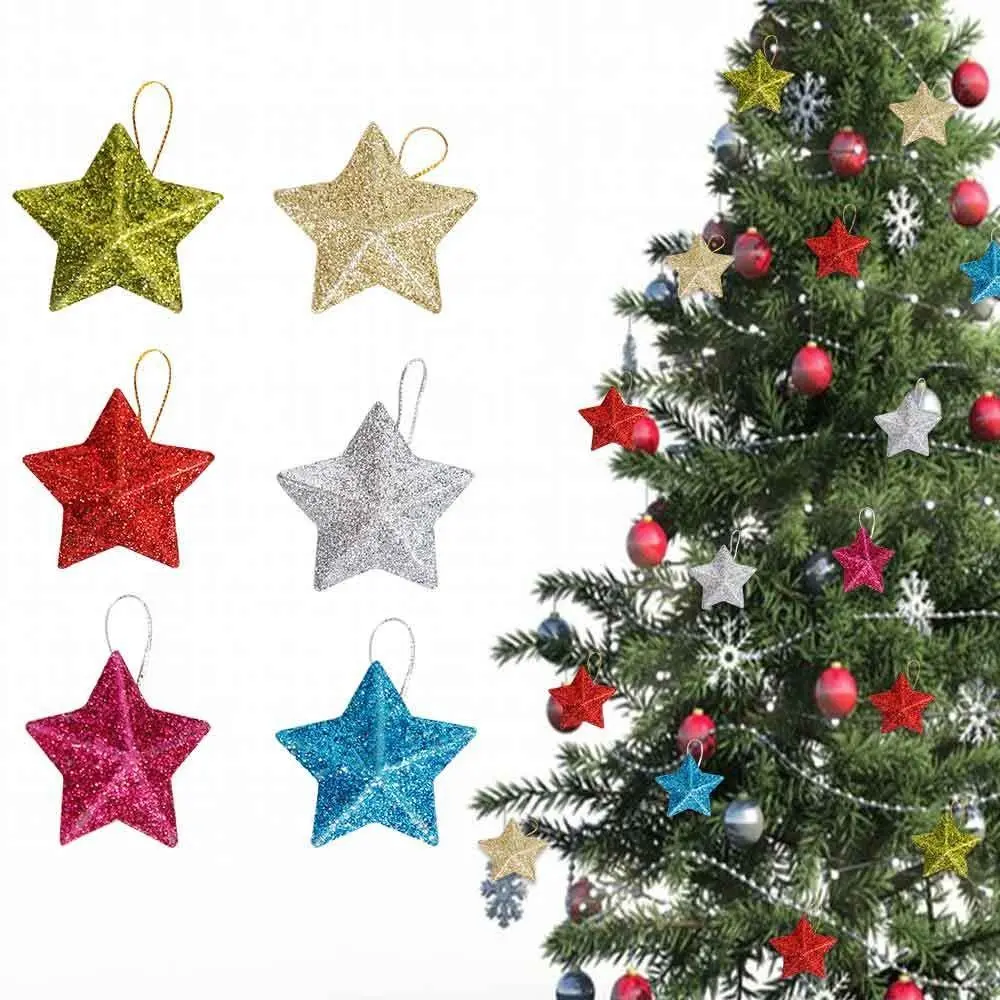 6-Pack Star Christmas Ornaments, Small Tree Decorations, Festival Party Atmosphere Accessories, Holiday Decoration Essentials
